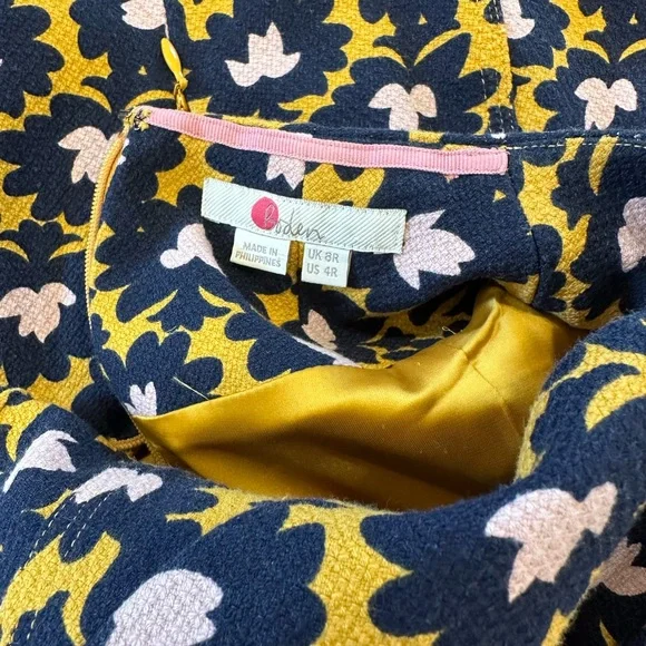 Boden Louise Floral Print Dress Tuscan Sun Bloom Stamp Yellow Size 4 Regular - Picture 10 of 11